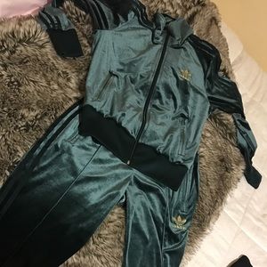 Adidas velvet track suit sweater and pants